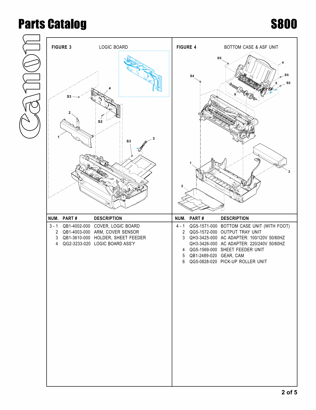 Canon PIXUS S800 Parts Catalog Manual-3